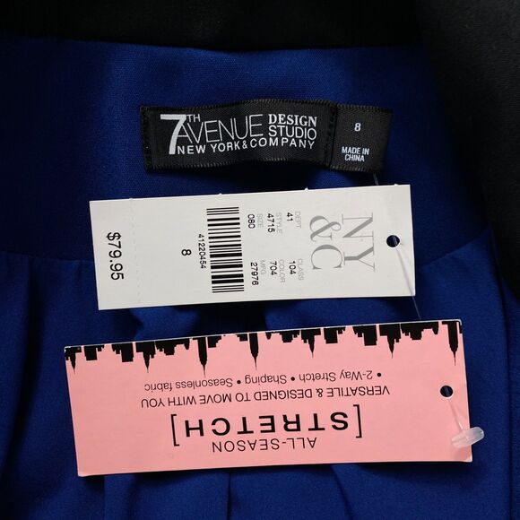 New New York & Co. 7th Avenue Two Button Color Block Blazer Jacket Womens Size 8 - Picture 3 of 8